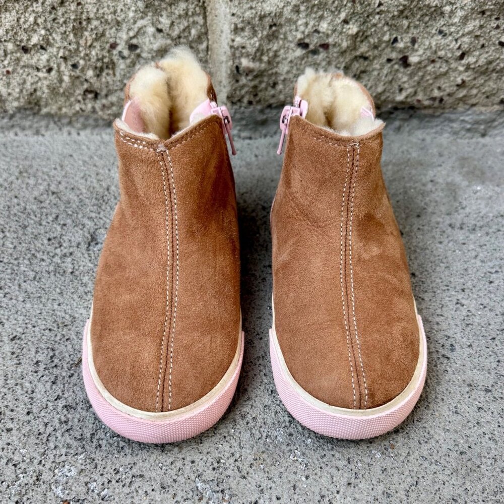 SEE KAI RUN Kassidy Shearling Boots Girls 12 Brown Zip Winter Boot Elastic Sides - Picture 10 of 11